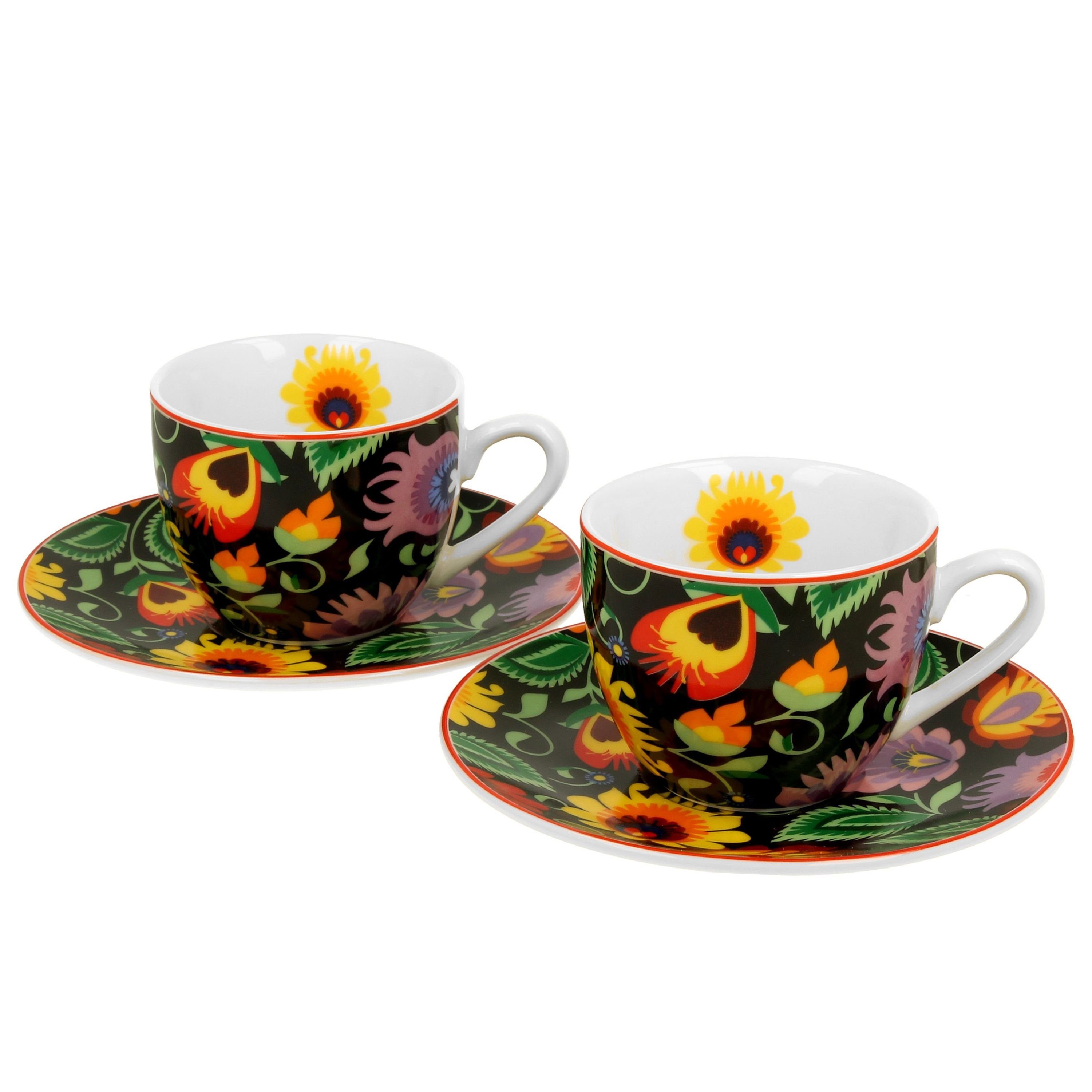 MamboCat Tasse Etnic Espressotasse + Untertasse für 2 Personen 100ml