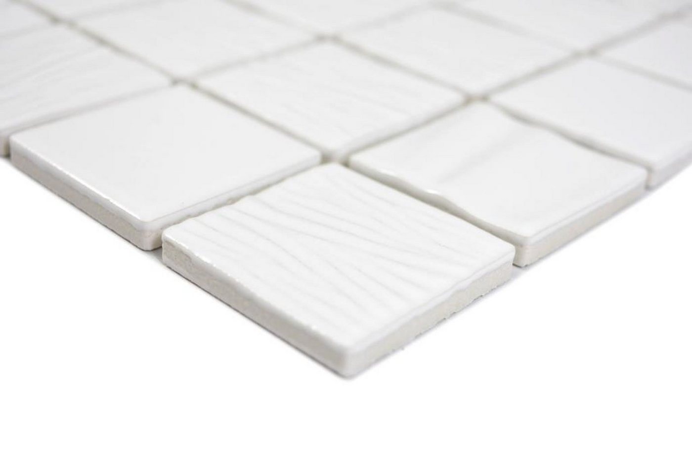 Thumbnail - Mosani Mosaikfliesen Keramik Mosaik Fliese weiss Mosaikfliese 3D Optik