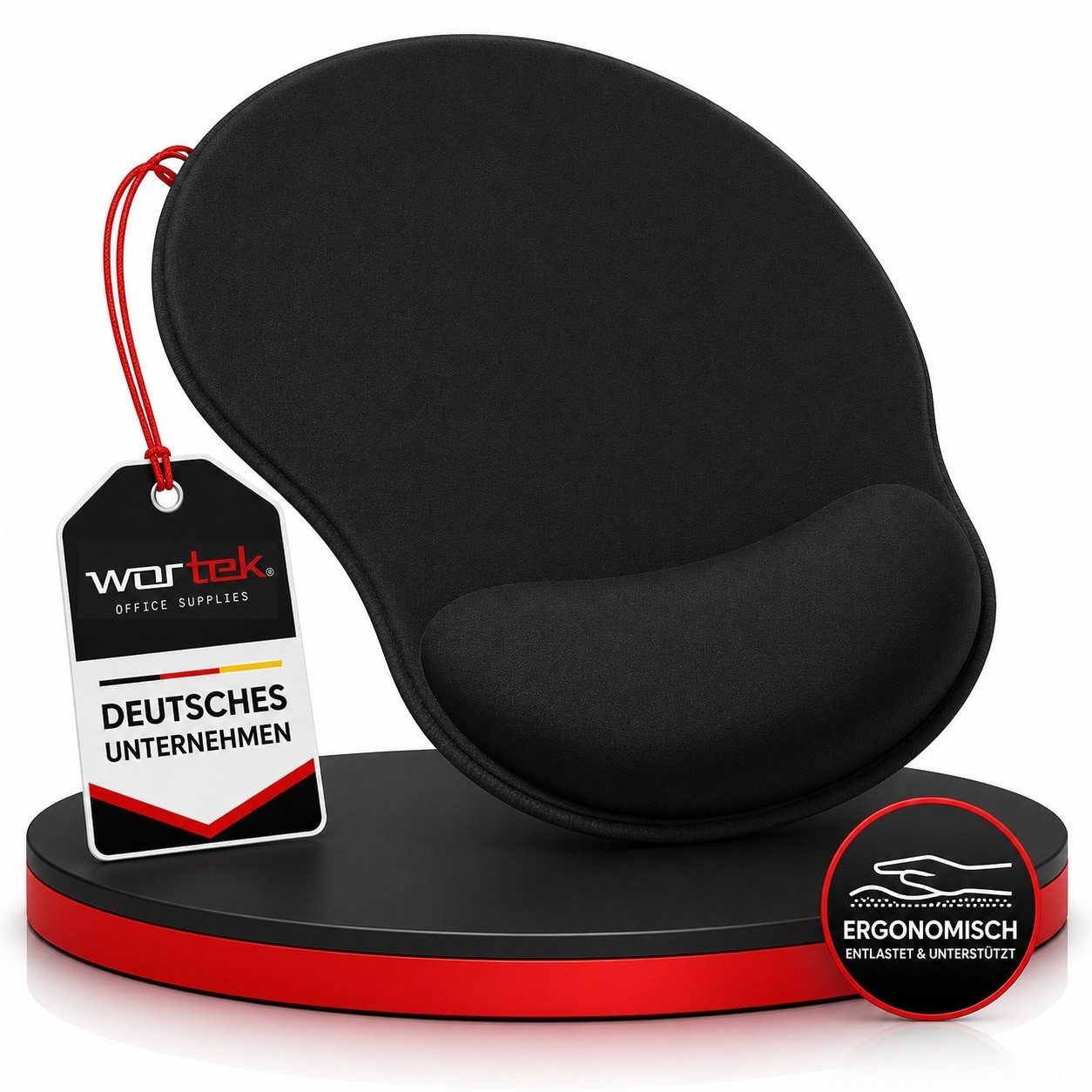 wortek Mauspad Ergonomisches Mousepad mit Handgelenkauflage, Office Mauspad mit Gelkissen und Handballenauflage