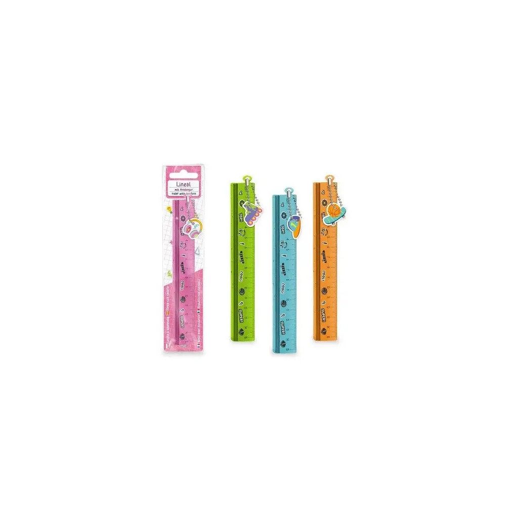 Trendhaus Buntstift ABC-5 Lineal 15cm mit Anhänger, 4-fach sortiert Ein Must-have für jede