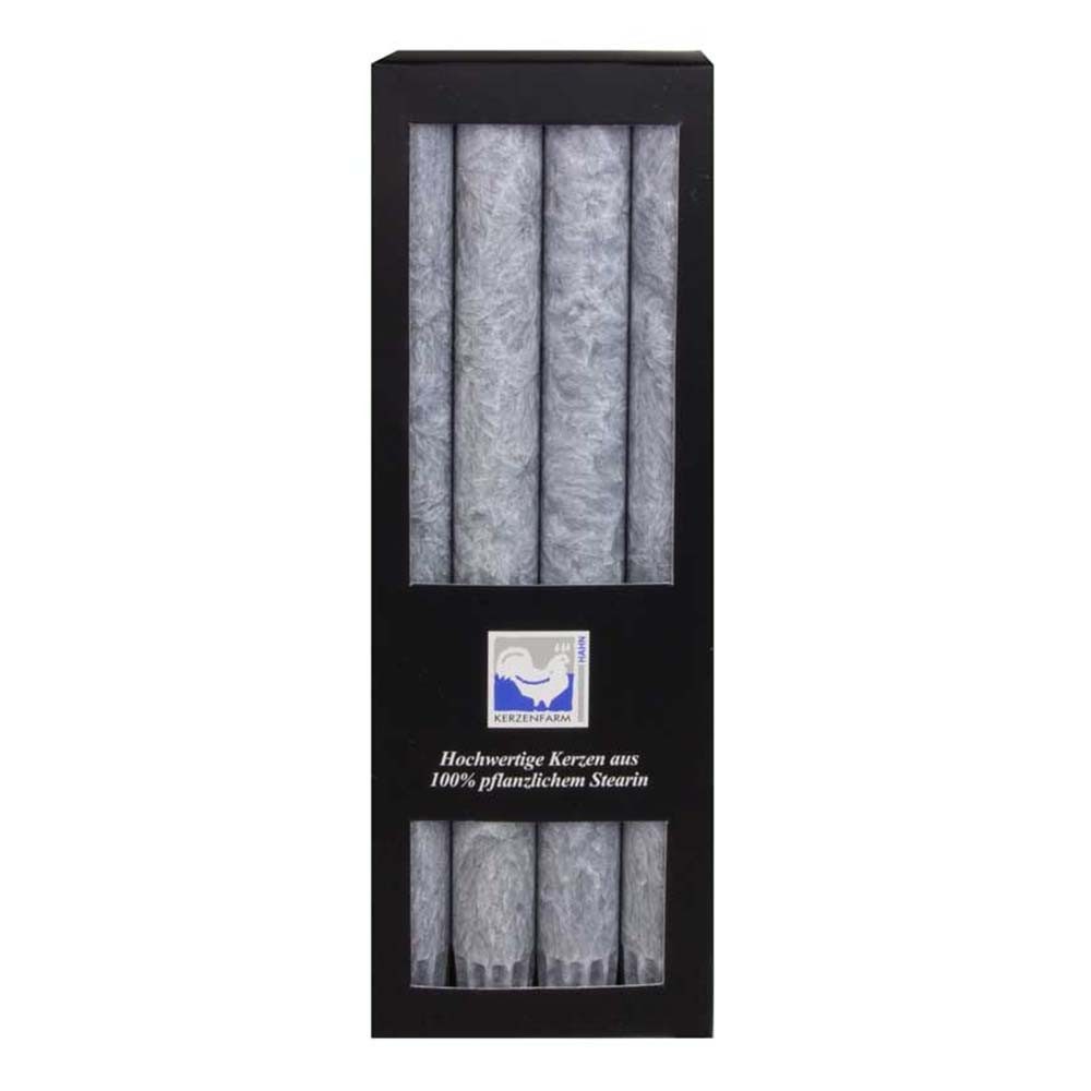 Kerzenfarm Hahn Formkerze Stearin Stabkerze Set - grau