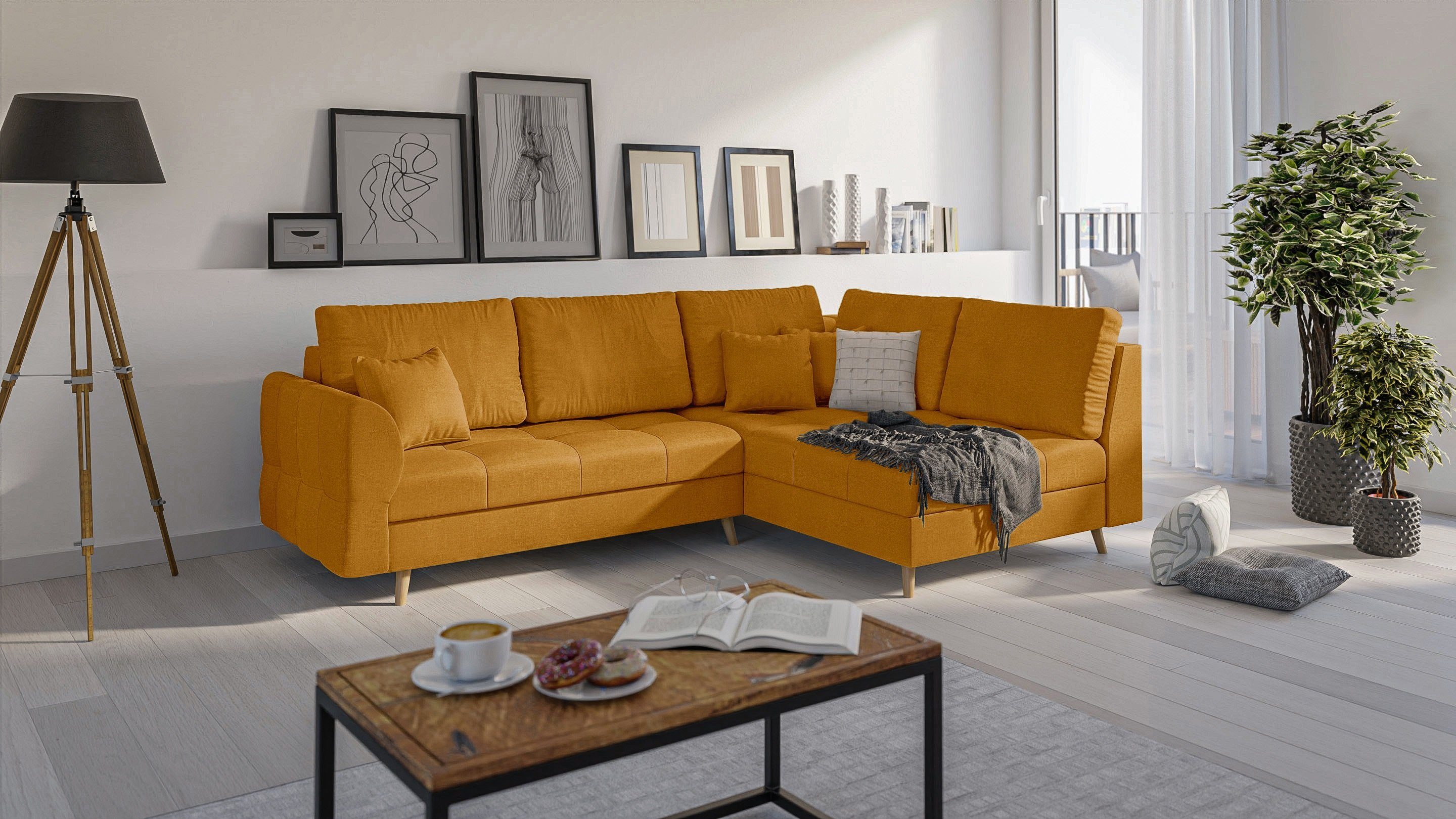links skandinavischen Ecksofa bestellbar, Gelb mane Möbel oder rechts mit im S-Style Design, Wellenfederung Cuba