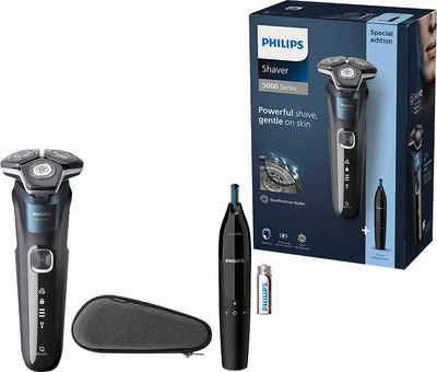 Philips Elektrorasierer Shaver Series 5000 S5889/11, ausklappbarer Präzisionstrimmer, Nasen- und Ohrenhaartrimmer, Etui, mit SkinIQ Technologie