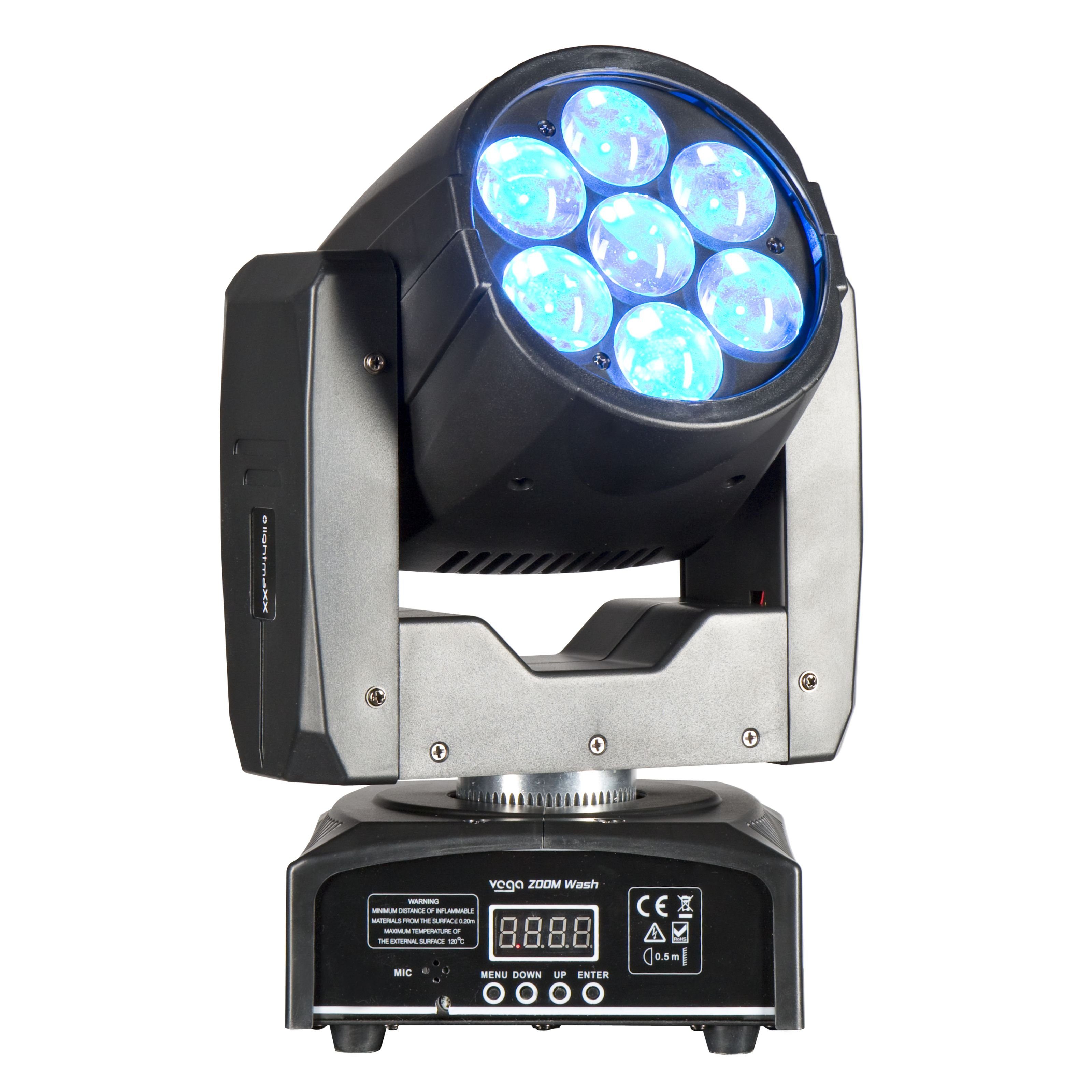 lightmaXX Discolicht, Zoom Head Moving Wash RGBW, Beam 7x12W VEGA LED 6-45° - ZOOM