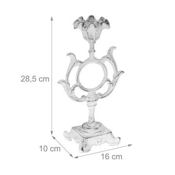 relaxdays Kerzenständer Kerzenständer antik, Weiß