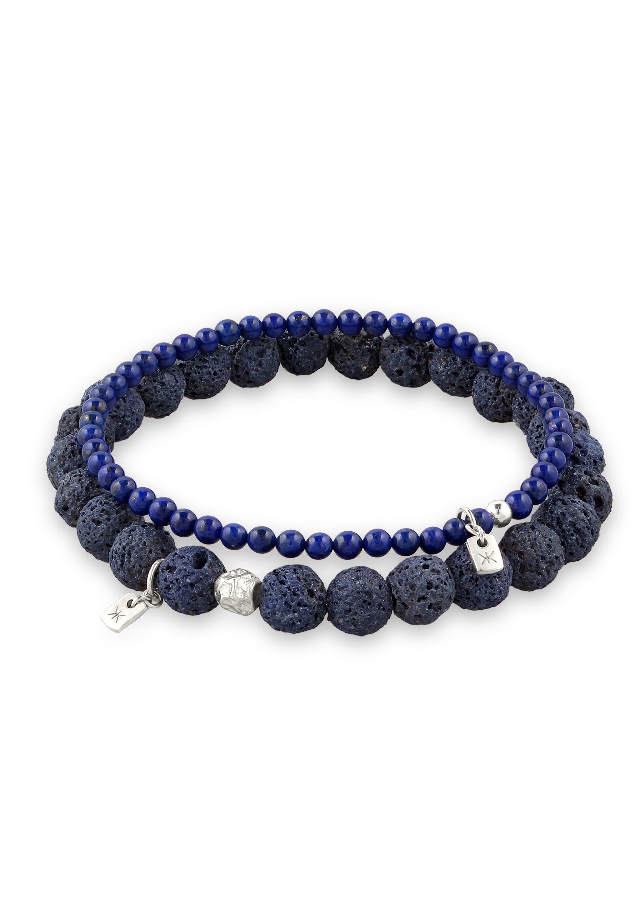 Bead-Armband-Set Set Perlen Lava Blau 925 Sterling Silber
