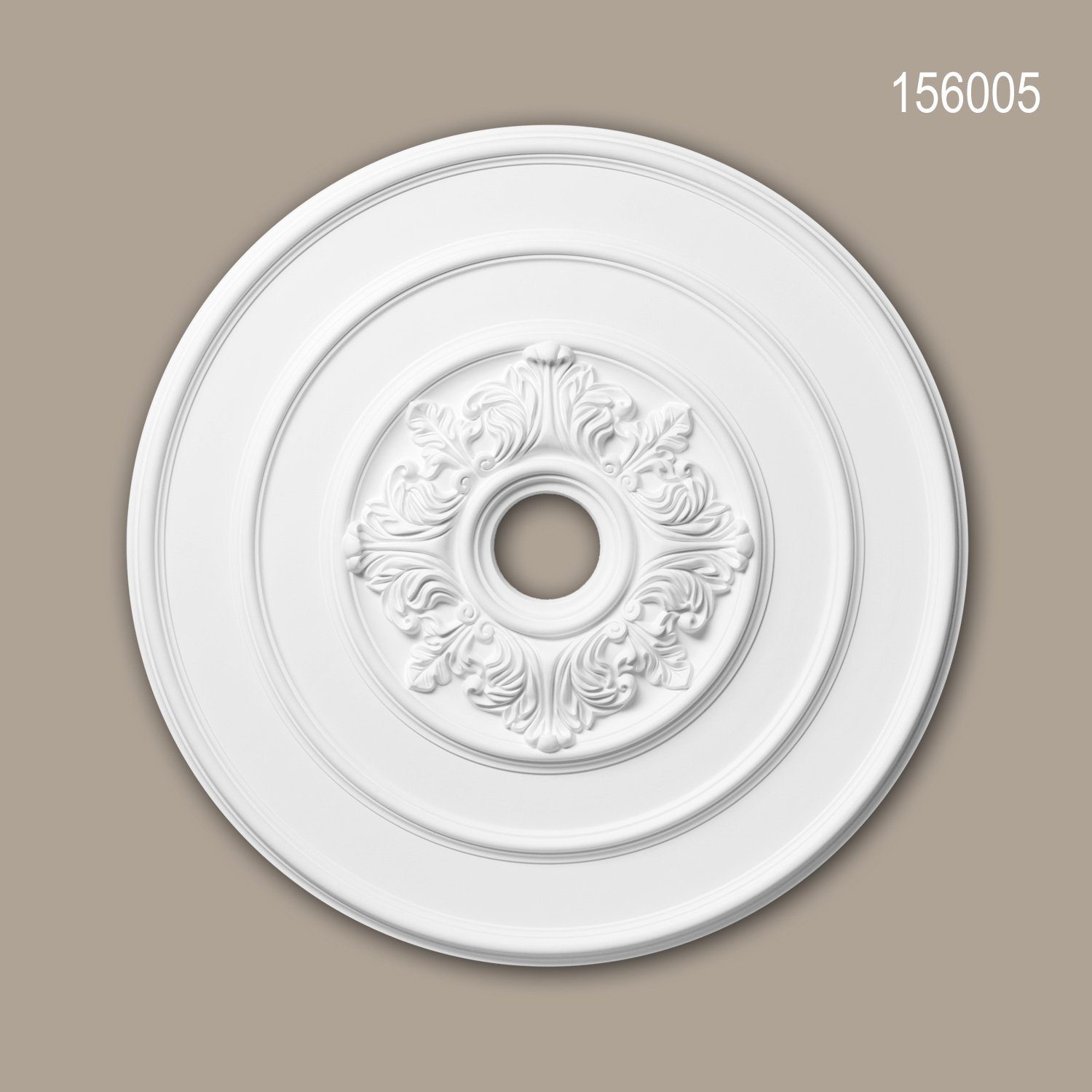 Profhome Decken-Rosette 156005 (Rosette, 1 St., Deckenrosette, Medallion, Stuckrosette, Deckenelement, Zierelement, Durchmesser 65,6 cm), weiß, vorgrundiert, Stil: Neo-Klassizismus