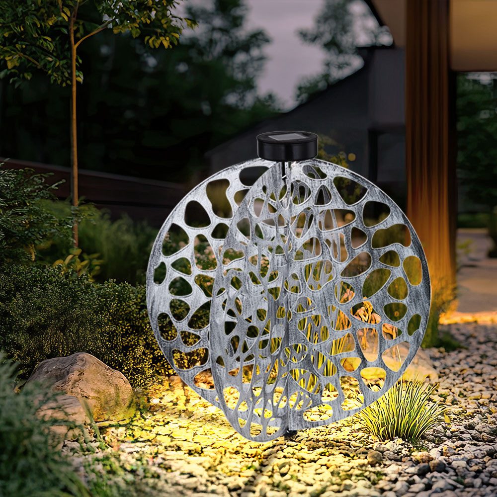 GLOBO LIGHTING LED Solarleuchte, LED-Leuchtmittel fest verbaut, Warmweiß, LED Solarlampe Erdspieß orientalische Dekoleuchte Gartenlampe