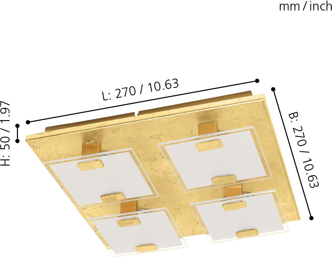 VICARO tauschbar Deckenleuchte integriert, LED fest 1, LED EGLO Warmweiß,