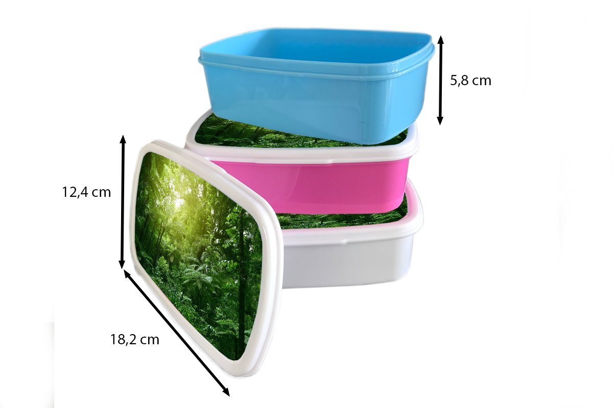 Pflanzen - für Brotbox Erwachsene, Kinder und Blätter - - Mädchen Lunchbox - Kunststoff, Kinder, Brotdose, Jungs für Mädchen (2-tlg), Jungen Dschungel MuchoWow weiß und -