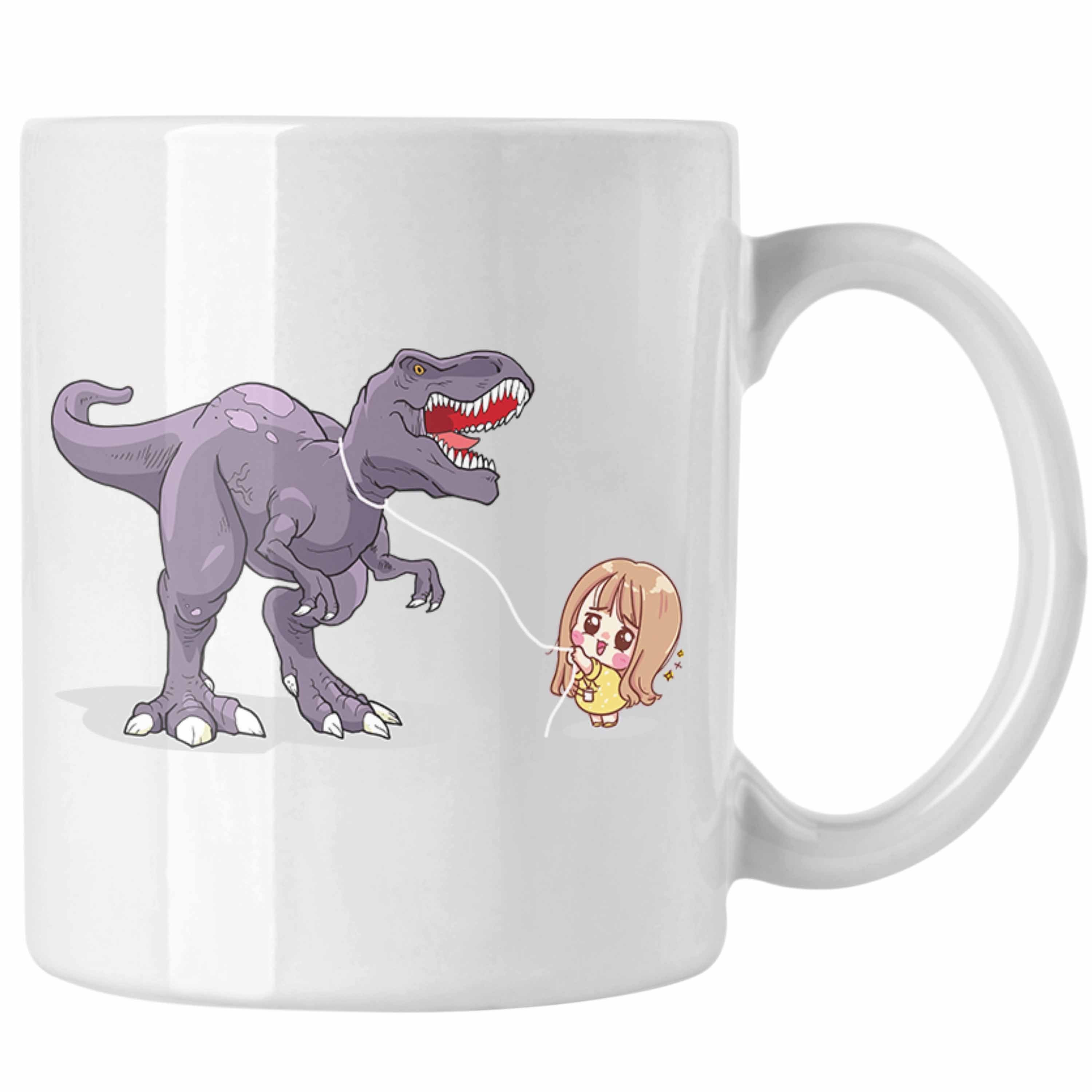 Trendation Tasse Trendation - Coole Tasse für Dinofans Dinosaurier Geschenkidee Mädchen Geschenke Lustig Weiss
