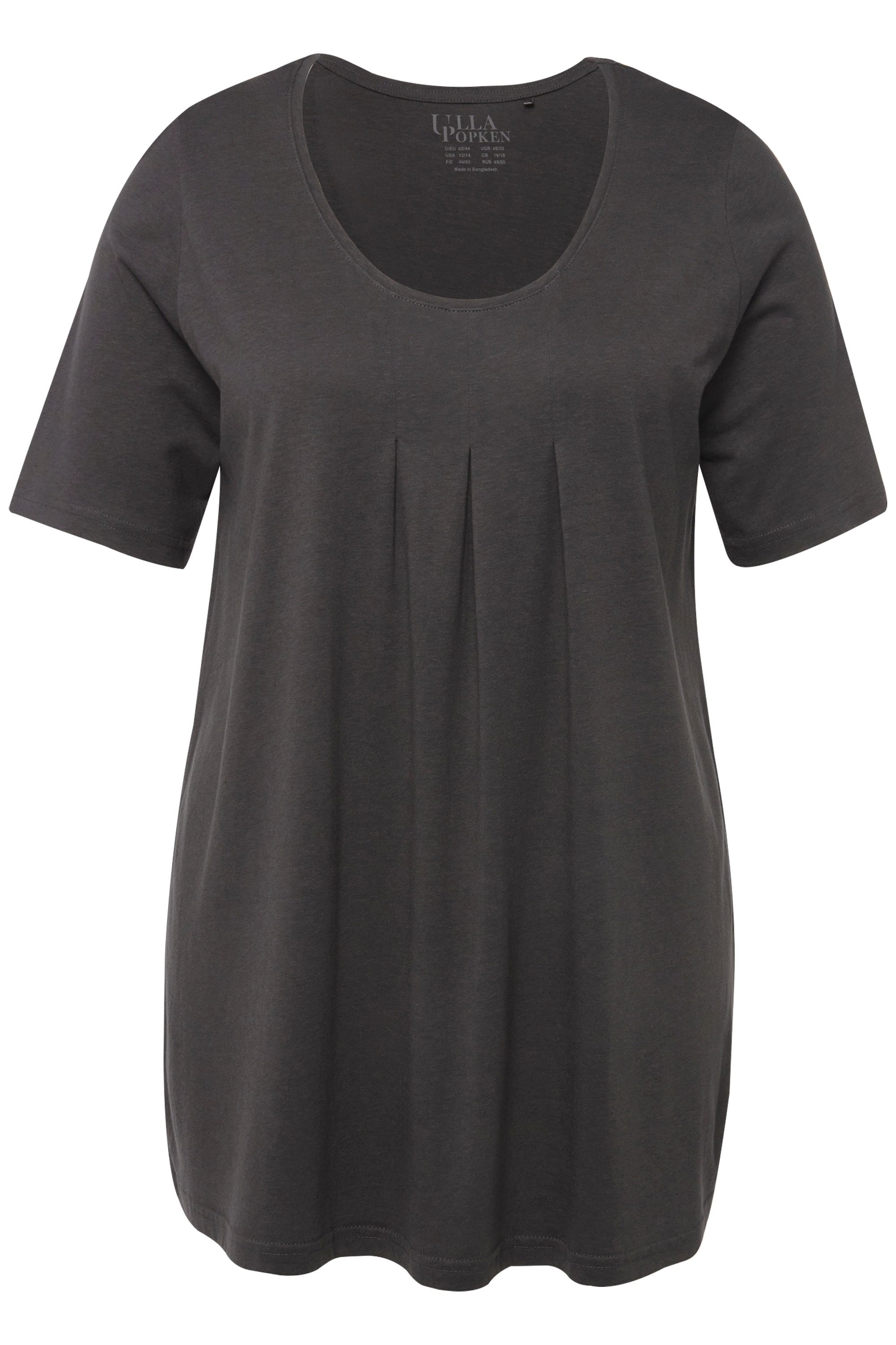 Ulla Popken T-Shirt T-Shirt Zierfalten A-Linie günstig online kaufen
