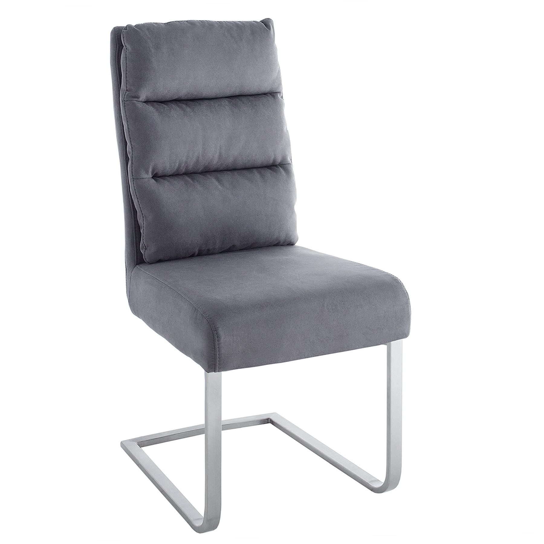 riess-ambiente Freischwinger COMFORT vintage grau / silber, Esszimmer · Microfaser · Edelstahl · Industrial