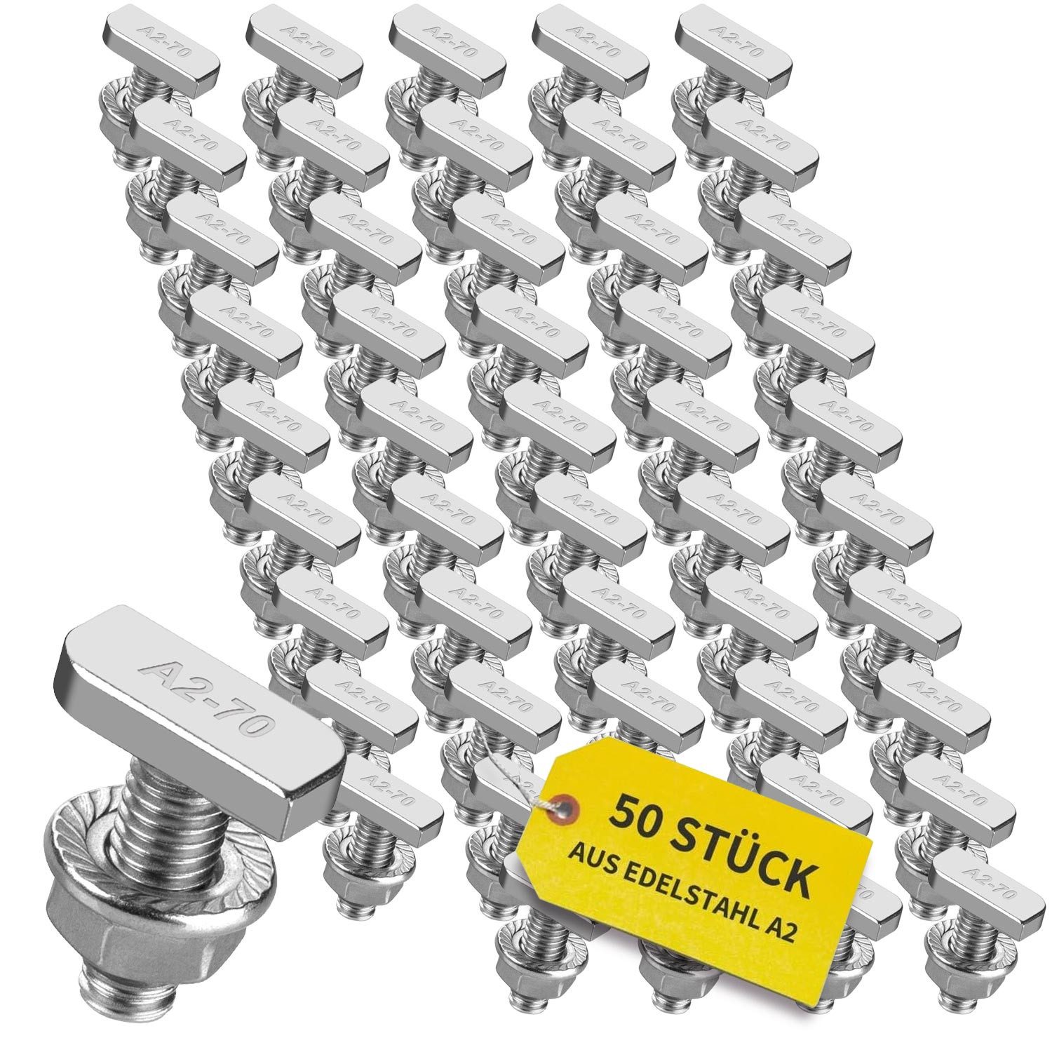 avoltik Solarmodul-Halterung Hammerkopfschrauben M8 I M10 mit Flanschmuttern Edelstahl A2 Solar, (10, 20 oder 50er Set Hammerkopfschrauben mit Flanschmuttern in M8 20mm, M8 25mm, M10 25mm oder M10 30mm, 50-tlg., 10/20/50er Set Hammerkopfschrauben M8/M10 mit Flanschmuttern, Farbe silber)