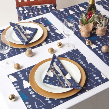 Platzset, Weihnachts-Tischset Winterland, blau, 4er Set, Homescapes