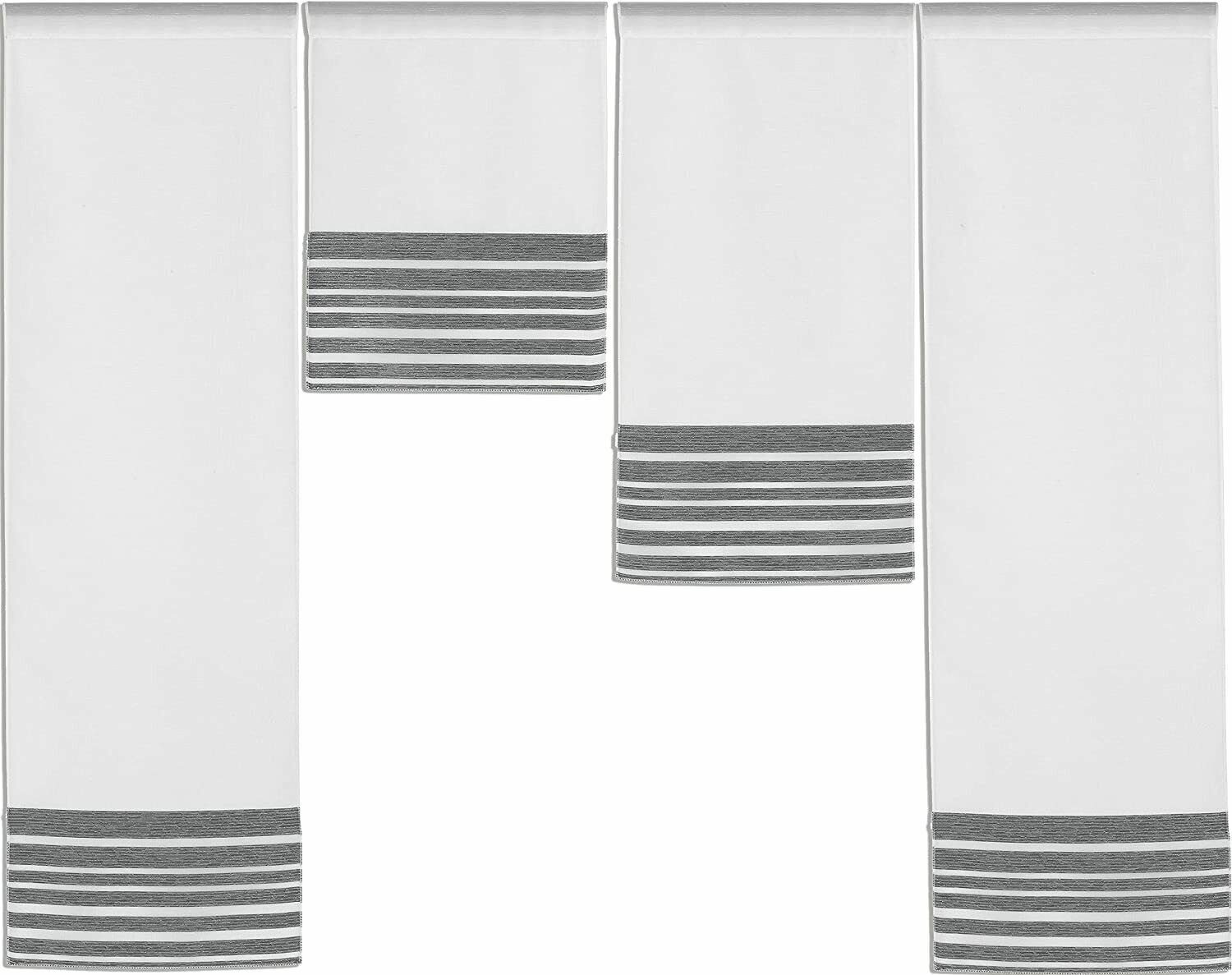 Scheibengardine Design Mini Flächenvorhang Set Stangendurchzug Clever-Kauf-24, 4-tlg, anthrazit (4 halbtransparent 4028 St)