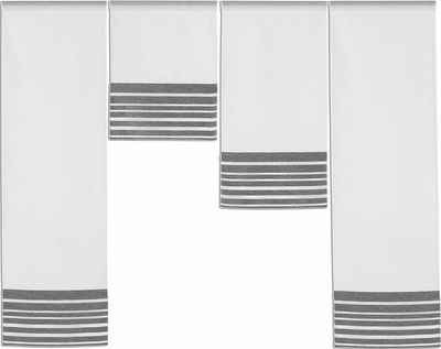 Scheibengardine Design Mini Flächenvorhang Set anthrazit 4028 4-tlg, Clever-Kauf-24, Stangendurchzug (4 St), halbtransparent
