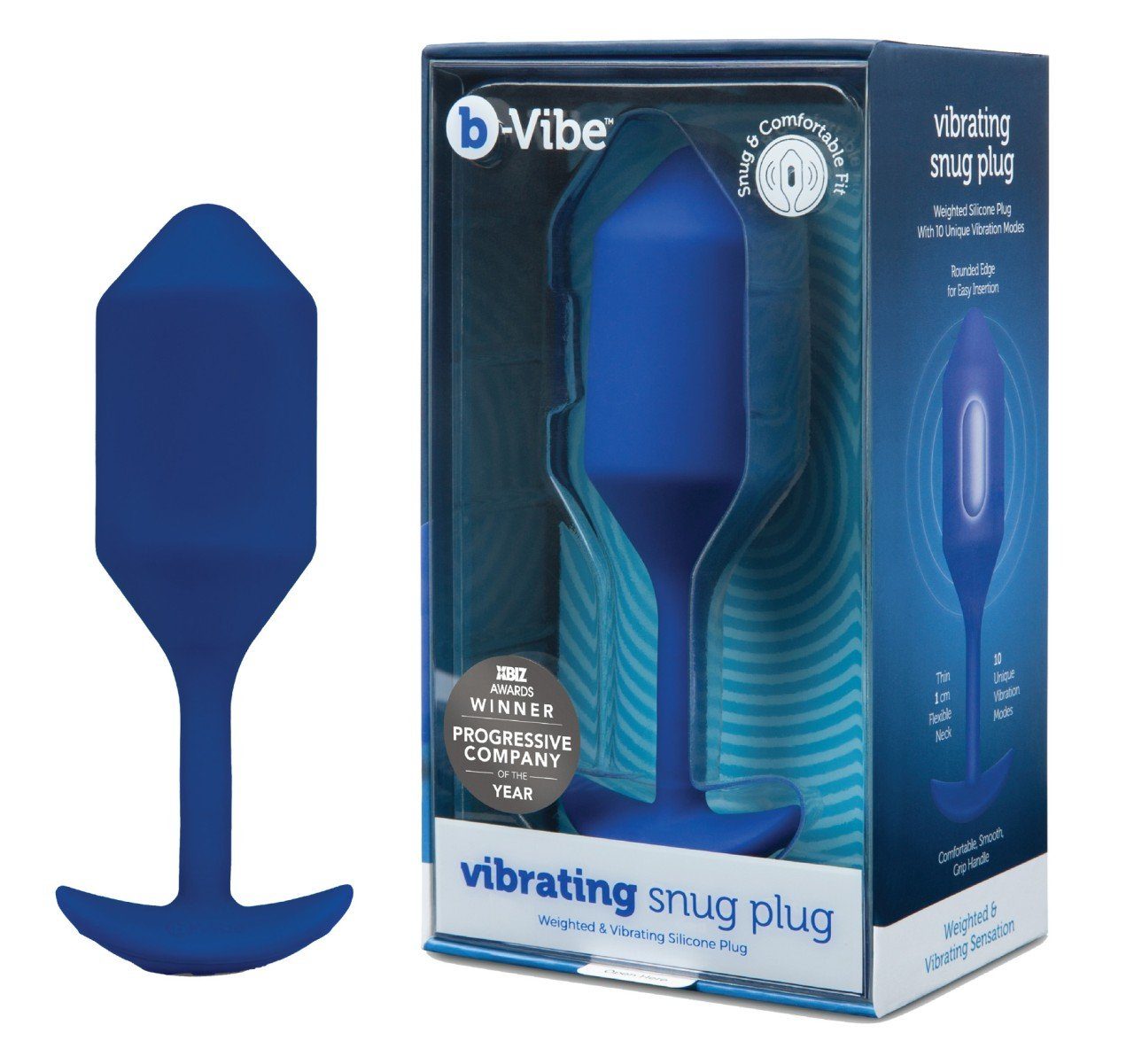 b-Vibe Analplug b - Vibe Vibrating Snug Plug - (L,M) - (div. Farben) Blau