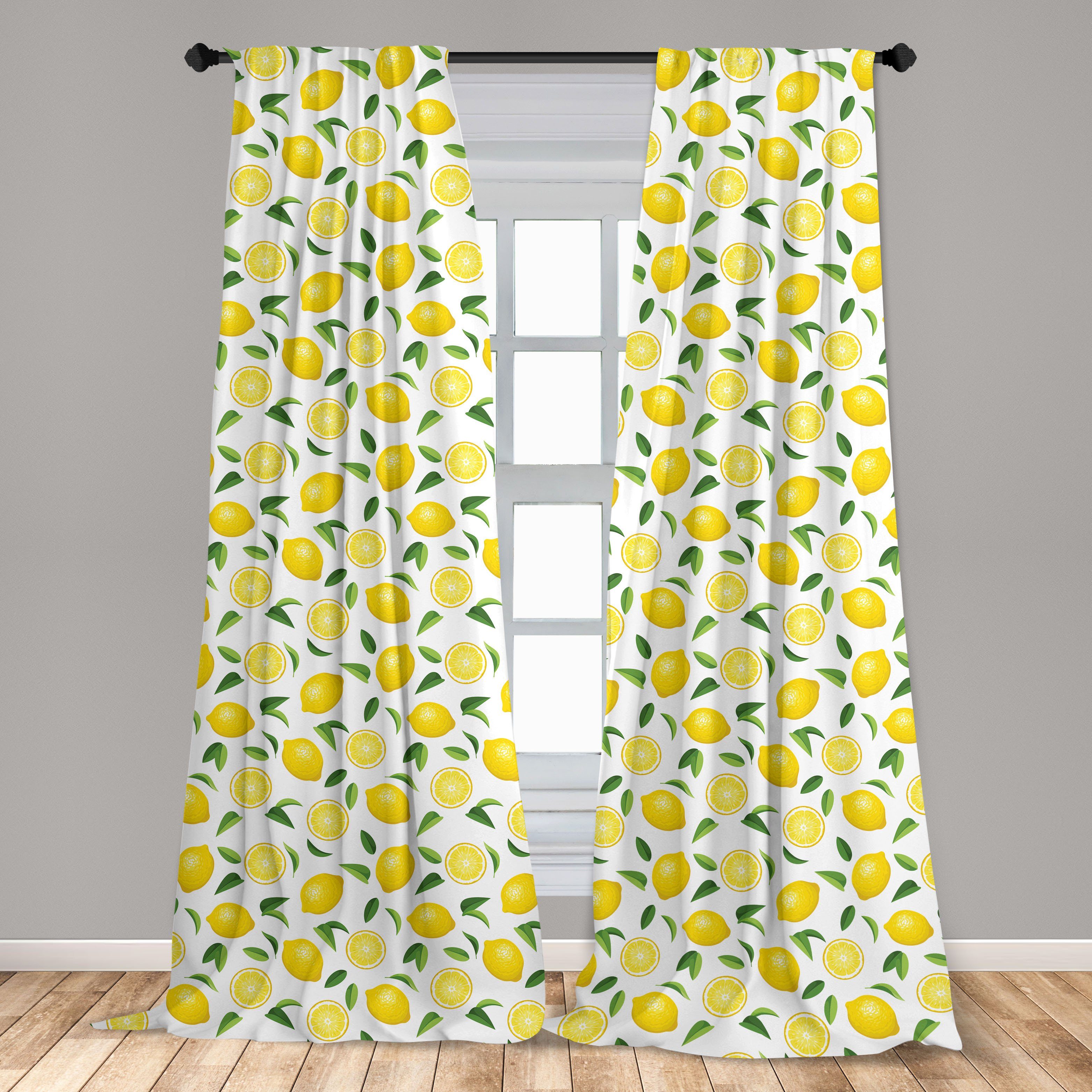 Gardine Vorhang und Zitrone Frucht-Kunst-Zitronen Blätter für Abakuhaus, Wohnzimmer Microfaser, Dekor, Schlafzimmer