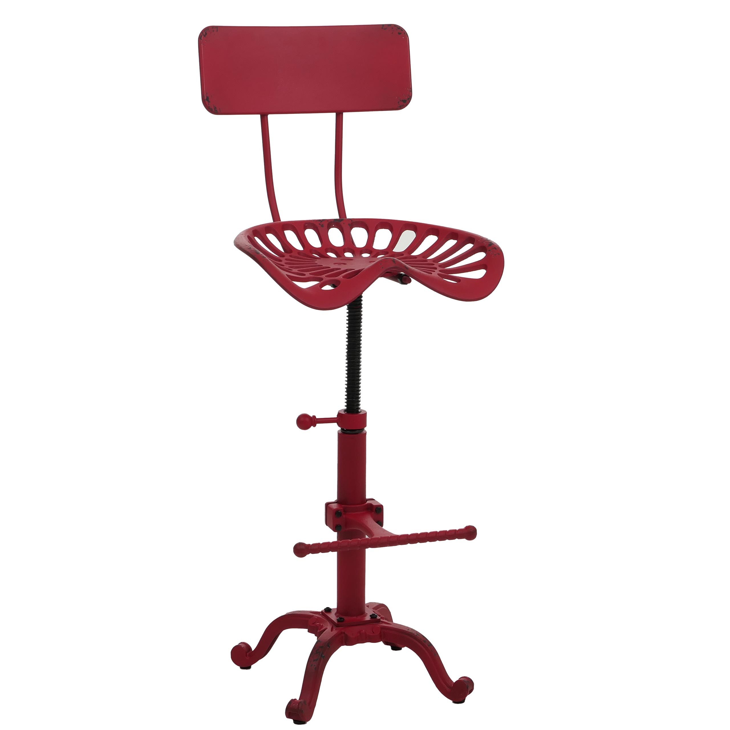 PROREGAL® Barhocker Sitzhöhe 50-64cm drehbar Fußablage Metall Rot, ein echter Hingucker im Industial-Stil