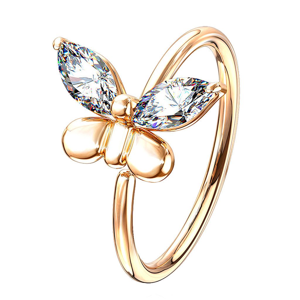 Taffstyle Nasenpiercing Piercing Schmetterling Chirurgenstahl Ohrpiercing Tragus Nasen Ring, Biegbarer Piercing Ring Zirkonia Schmetterling Schmuck Ohr Nase Lippe