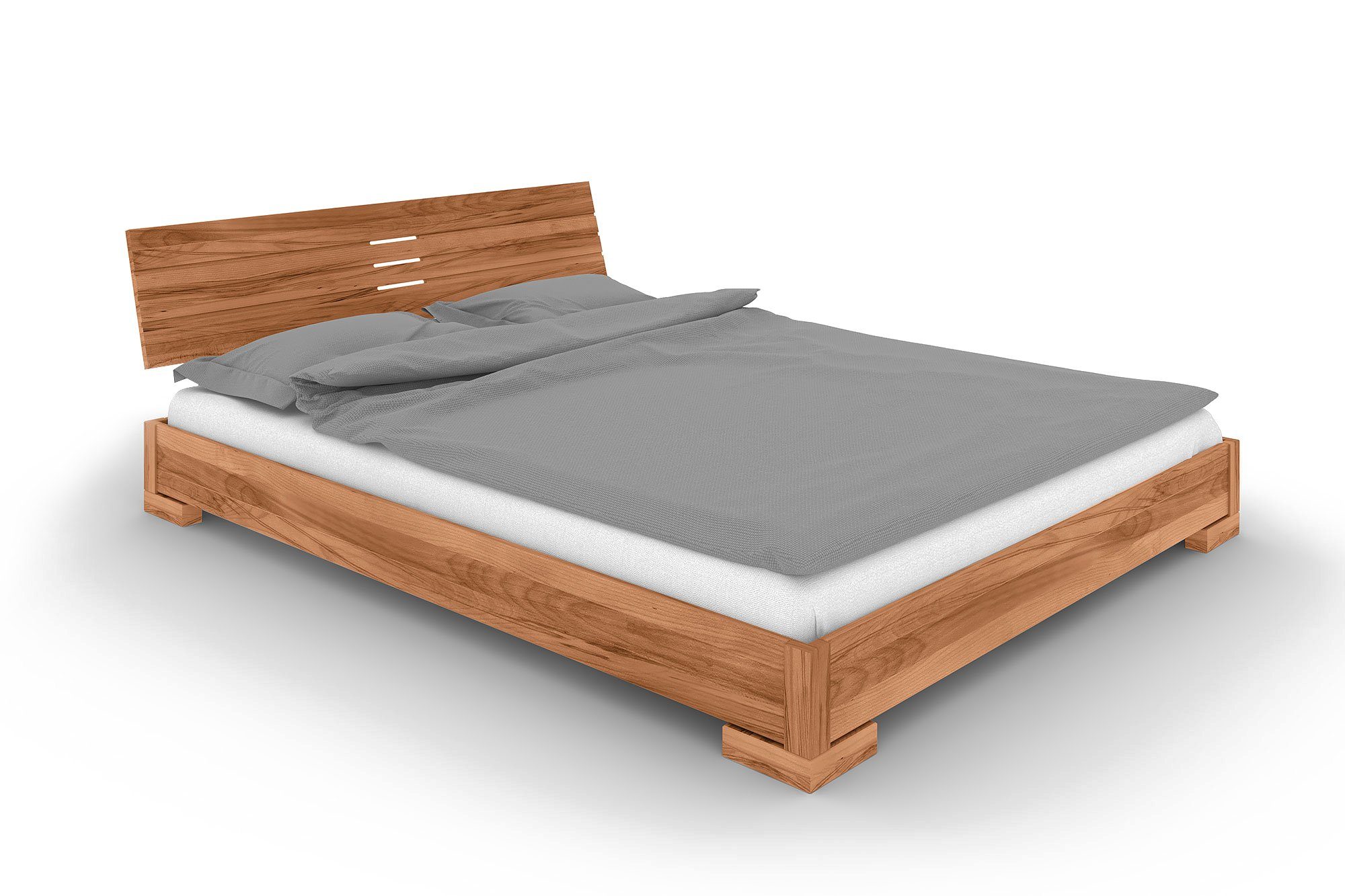 byoak Bett VENTO E-2 140 x 220 aus Massivholz, mit Holzkopfteil, Naturgeölt