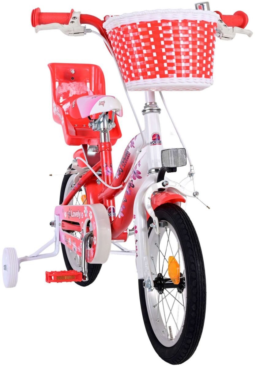 T&Y Trade Kinderfahrrad 14 Zoll Kinder Mädchen Fahrrad Kinderfahrrad Rad Bike LOVELY ROT 1493, 1 Gang, Korb, Stützräder, Puppensitz, Schutzbleche, Kettenschutz