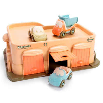 dantoy Spielzeug-Auto Bio Parkhaus mit 3 Autos Kinder-Spielzeug, aus Bio-Kunststoff, 4 teilig, spülmaschinengeeignet