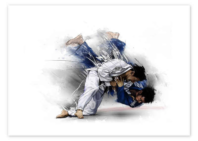 Posterlounge Poster Tompico, Judo, Fitnessraum Illustration