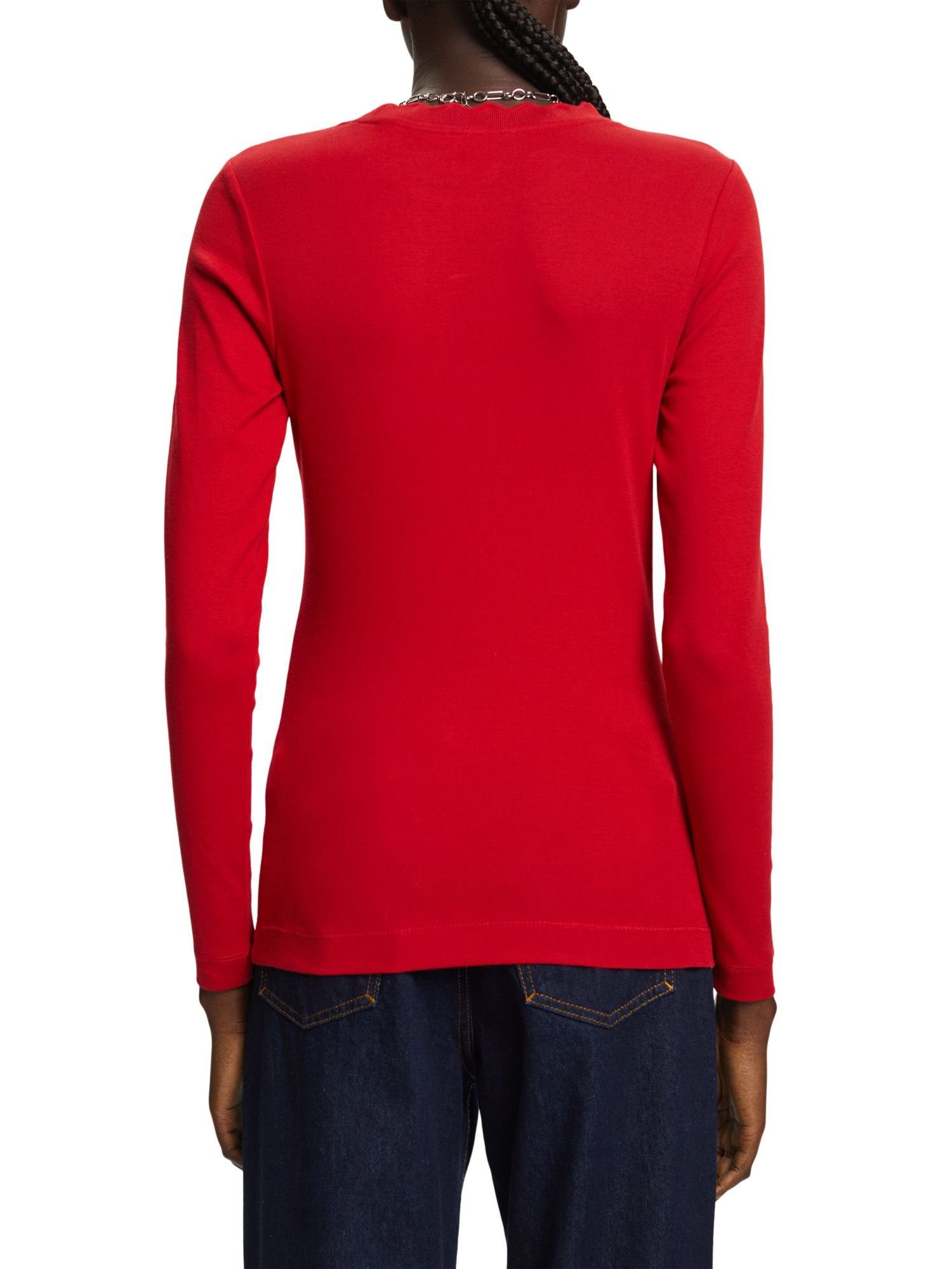 (1-tlg) Baumwolljersey RED Bogenkante mit Langarmshirt Top aus Esprit DARK
