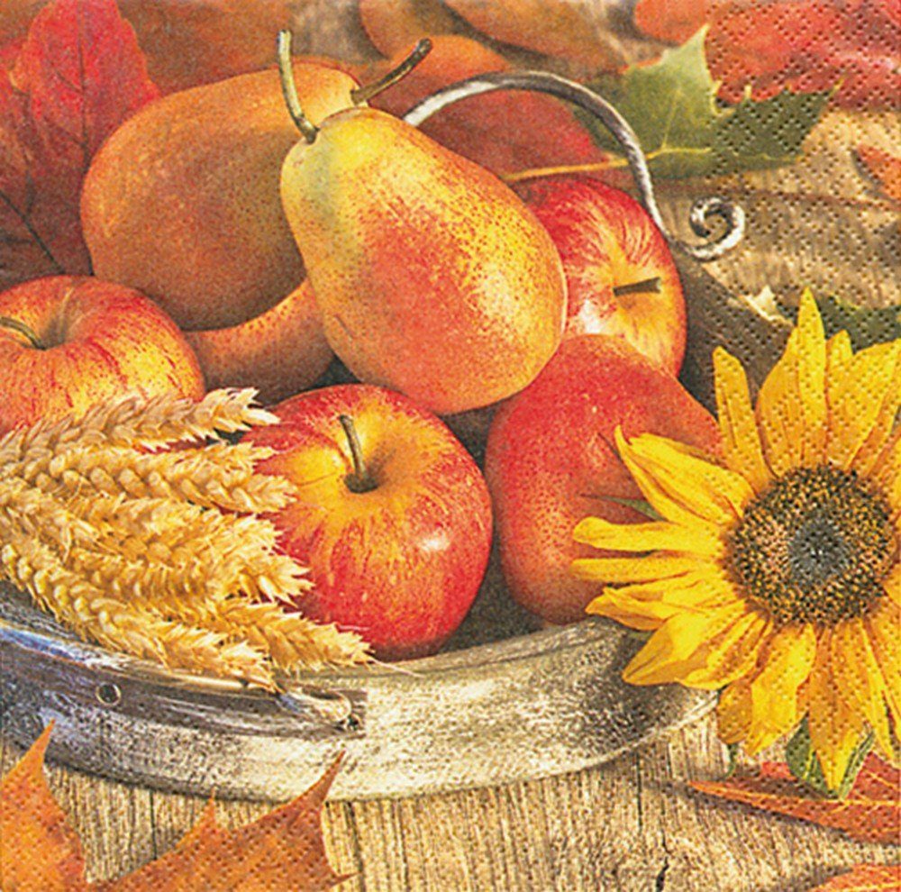 HOME FASHION Papierserviette 20 Servietten Thanksgiving - Erntedankfest 33x33cm, (20 St)