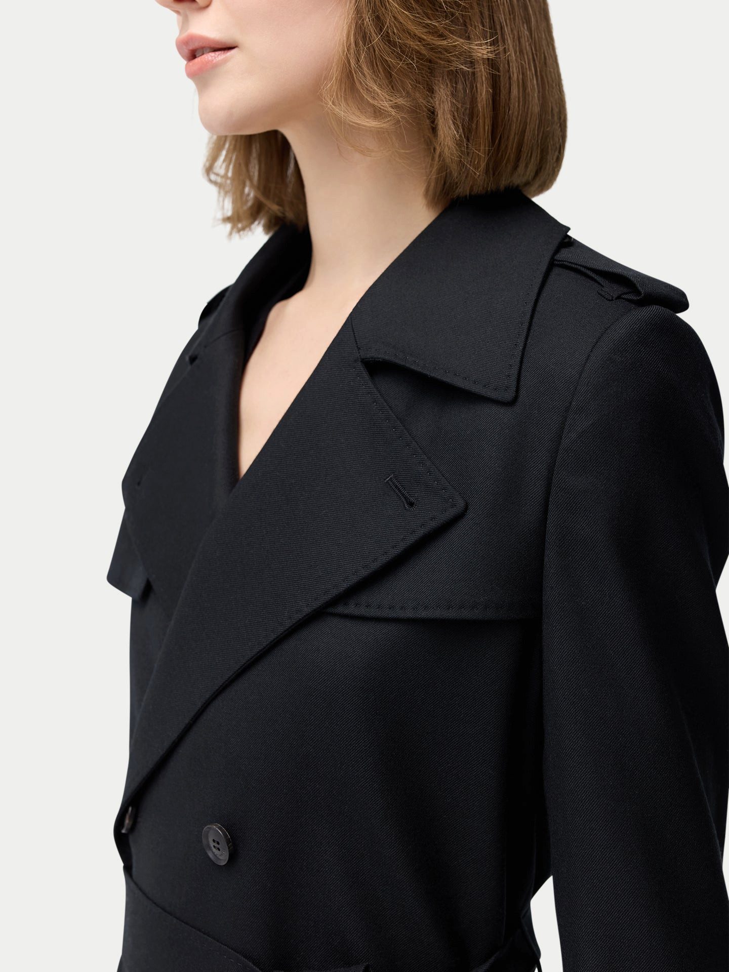 GOBI Cashmere Wollmantel Doppelreihiger Kaschmir Trenchcoat
