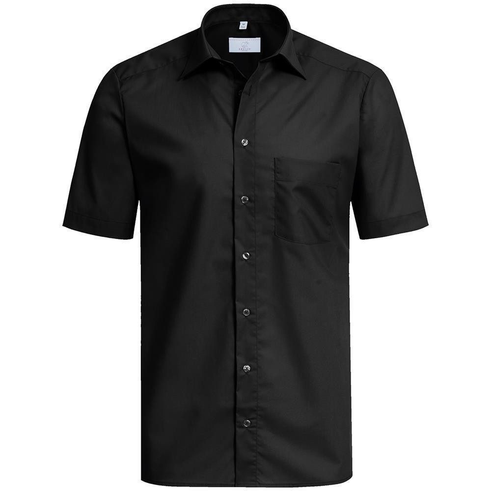 GREIFF Kurzarmhemd Greiff Corporate Hemd BASIC Herren OEKO TEX® Schwarz