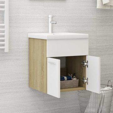 vidaXL Waschtisch Waschbeckenunterschrank mit Einbaubecken Weiß und Sonoma-Eiche 42 cm