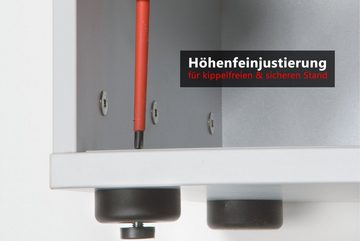 bümö Aktenschrank Rollladenschrank office - 2 Ordnerhöhen Dekor: Grau/Silber - Griffe: Chromgriff (Metall)