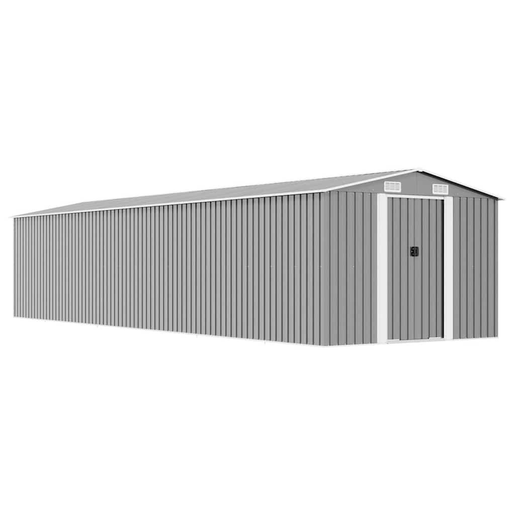 vidaXL Gartenhaus Gerätehaus Grau 257x779x181 cm Verzinkter Stahl
