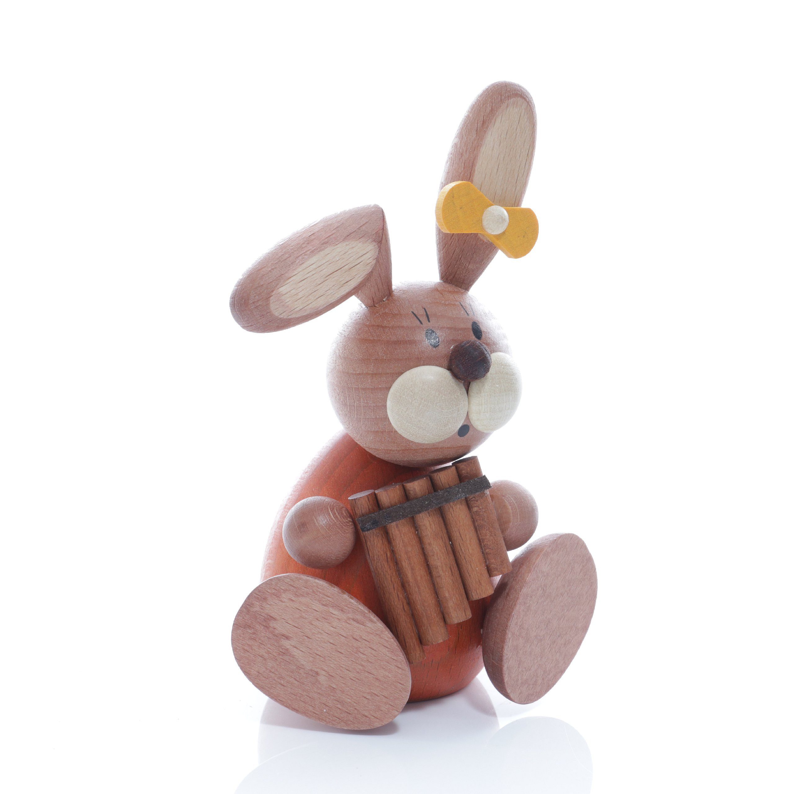 Osterhase Osterdekoration Osterhäsin mit Panflöte BxH 6x11cm NEU