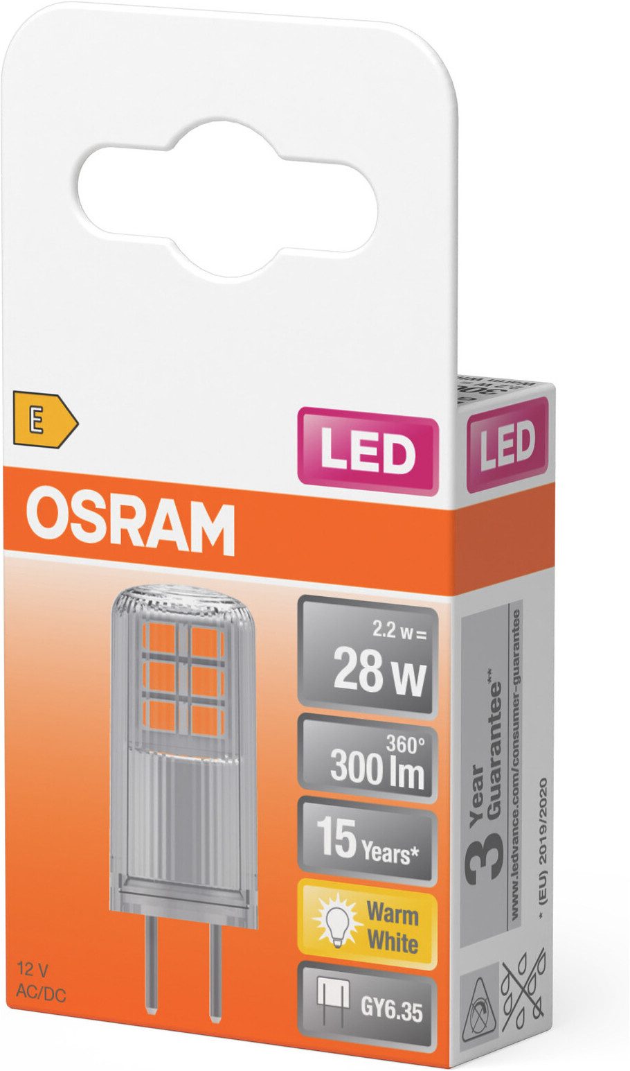 Osram LED-Leuchtmittel LED PIN Lampe, GY6.35, 1 St., Warmweiß
