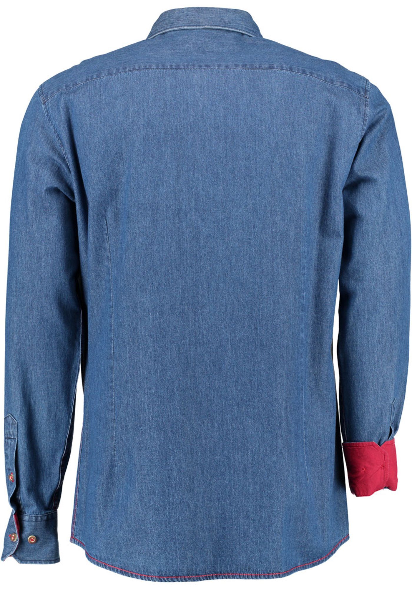 Herren Trachtenhemd der Ibuku Hirsch-Stickerei OS-Trachten Langarmhemd auf mit Brusttasche