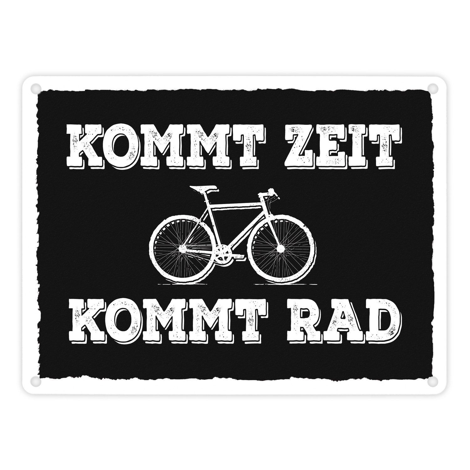 speecheese Metallschild Kommt Zeit Rad Metallschild mit Fahrrad Motiv Bike Radfahrer Hobby