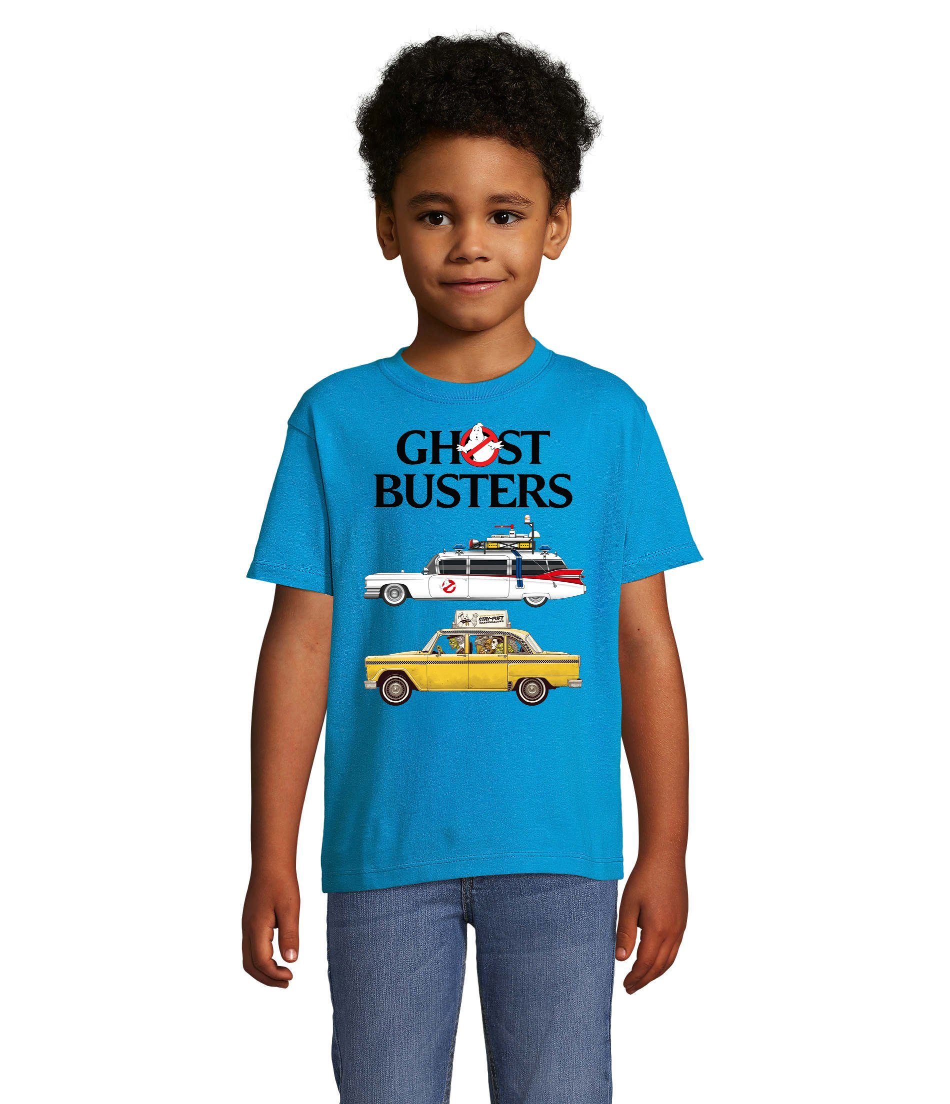 Blondie & Brownie T-Shirt Kinder Ghostbusters Cars Auto Geisterjäger Geister Film Ghost Blau
