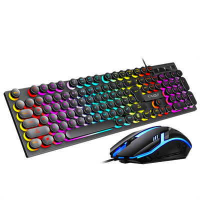 Diida Gaming Tastatur,Maus,Punk,Farbig beleuchtete Tasten,für PC/Laptop Tastatur- und Maus-Set
