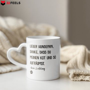 22Feels Tasse Bester Hundepapa Herrchen Geschenk Hundeliebe Welpe Kaffeetasse Hund, Keramik, Made In Germany, Spülmaschinenfest, Herzhenkel