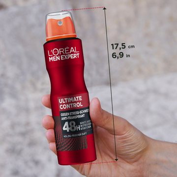 L'ORÉAL PARIS MEN EXPERT Deo-Spray Ultimate Control, schützt gegen verschiedene Schweiß-Arten