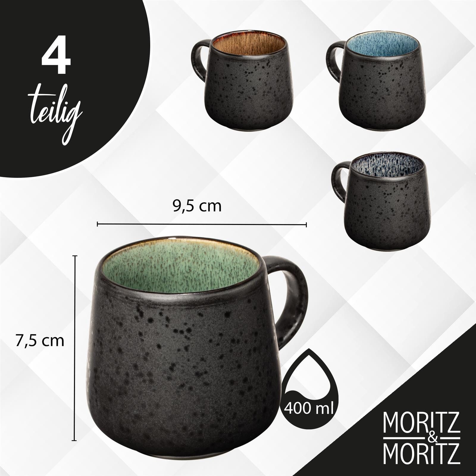 Moritz & Moritz Tasse SOLID Tassen bunt 4 tlg., 4-tlg., Steinzeug, für 4 Personen - spülmaschinen- und mikrowellengeeignet