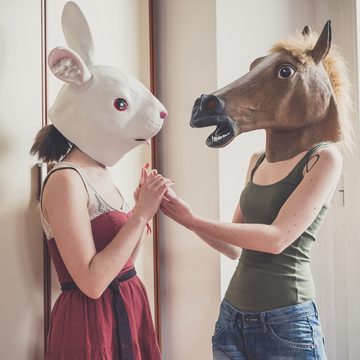 Retoo Kostüm Pferdemaske aus Latex Horse Head Gummimaske Pferdekopf Maske Karneval, Riesige Belüftungsöffnungen Flexibles Silikon Angemessene Sichtbarkeit