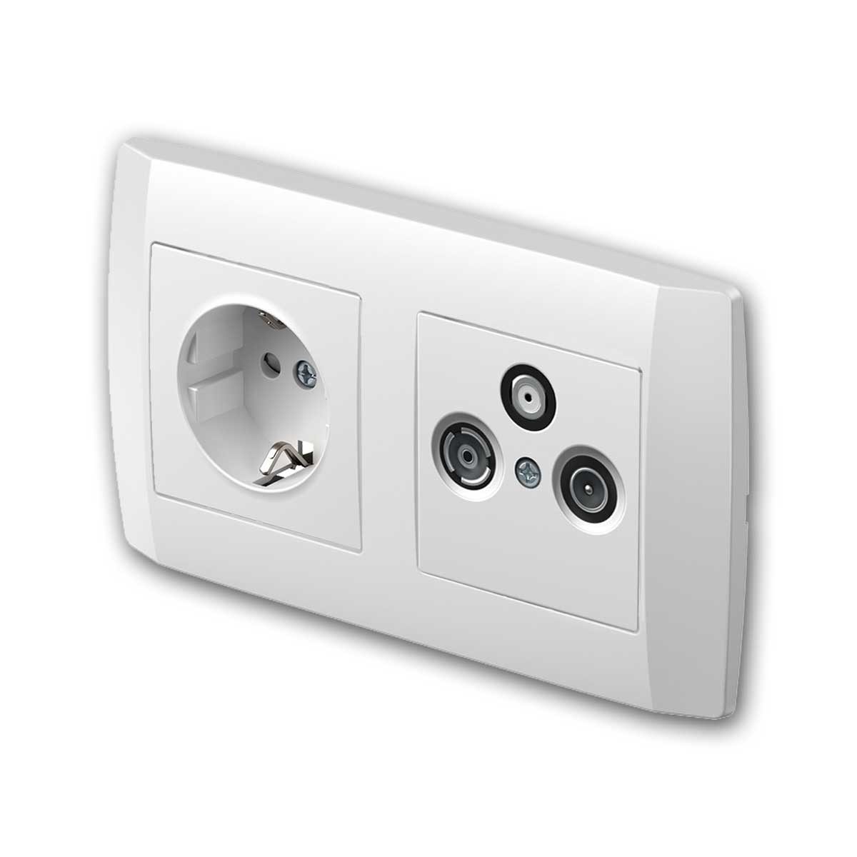 TEM Antennensteckdose LOGIQ SAT/TV-Anschlussdose mit Steckdose weiß