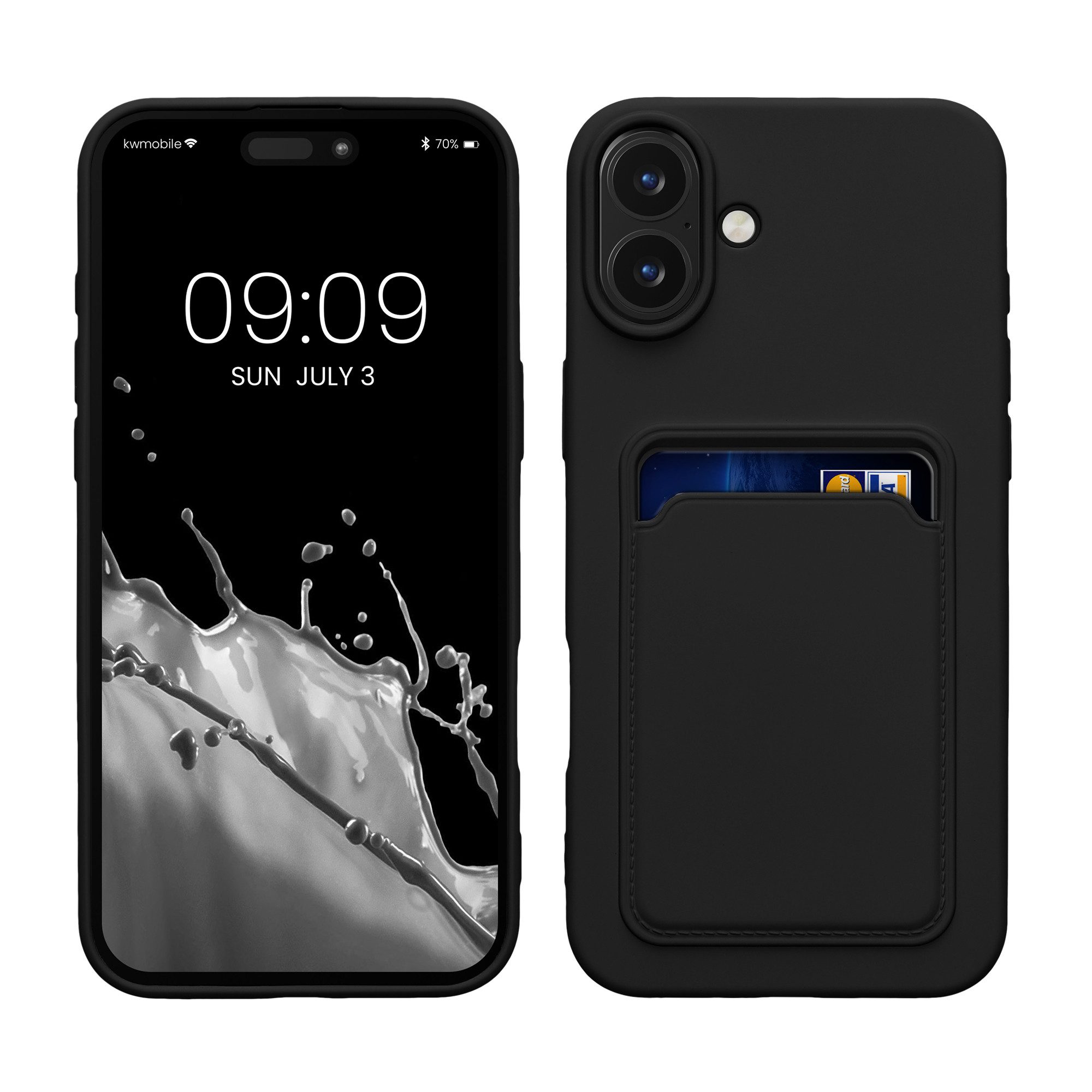 kwmobile Handyhülle Hülle für Apple iPhone 16 Plus, Handyhülle mit Fach für Karten - Handy Cover Case