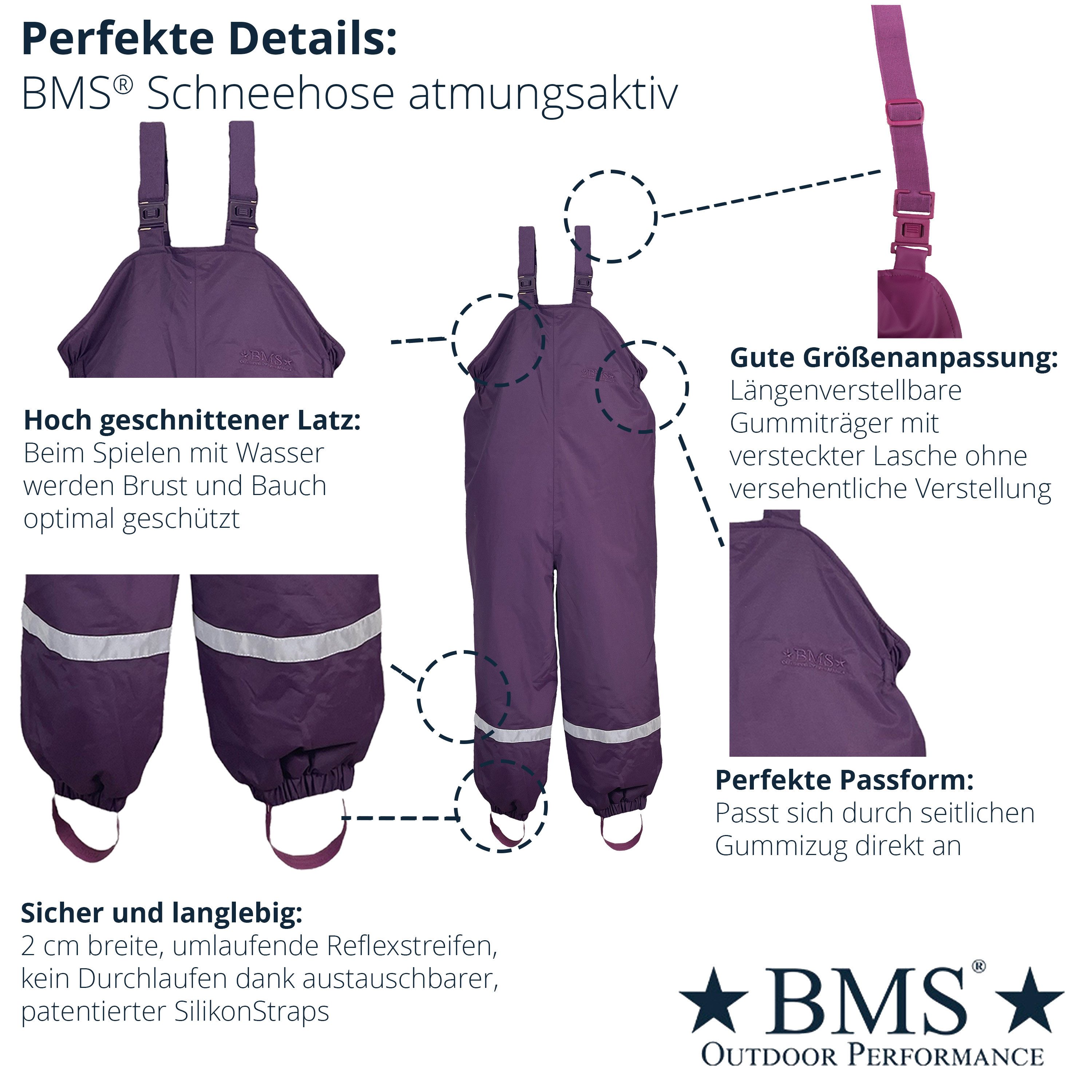 BMS Schneehose BMS Schneehose mit Latz 100% wasserdicht und atmungsaktiv
