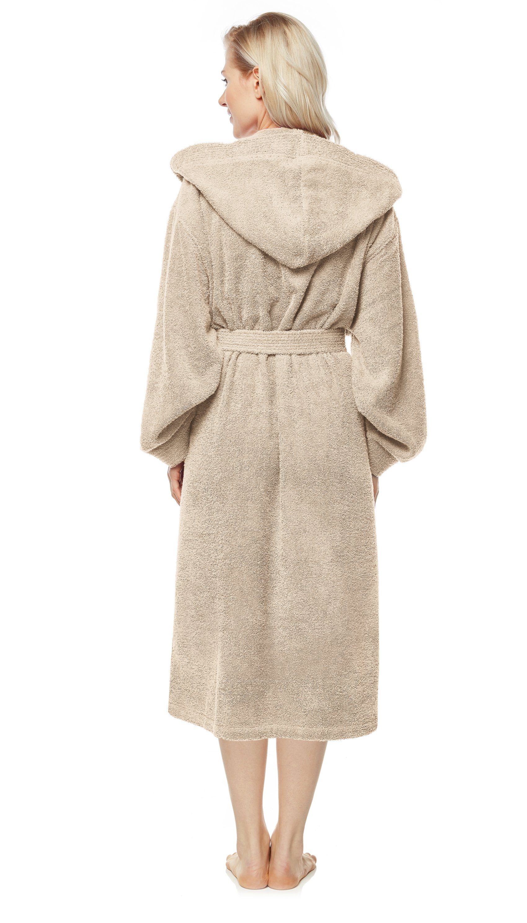 Arus Damenbademantel Pandora, waden lang, mit Kapuze, 100% Baumwolle, für S günstig online kaufen
